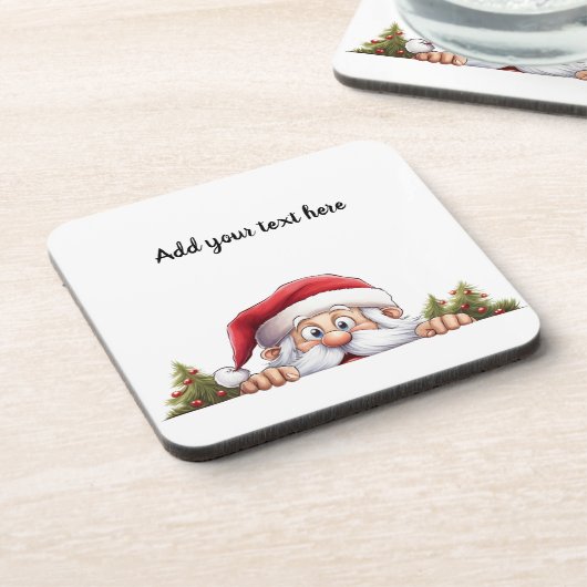 Sinterklaas Peeking Kerstboom Bier Onderzetter (Linkerzijde)