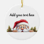 Sinterklaas Peeking Kerstboom Keramisch Ornament (Voorkant)