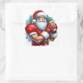 Sinterklaas poseert vol vertrouwen met een Footbal Vierkante Sticker (Tas)