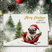 Sinterklaas Pug op slee Kerstmis