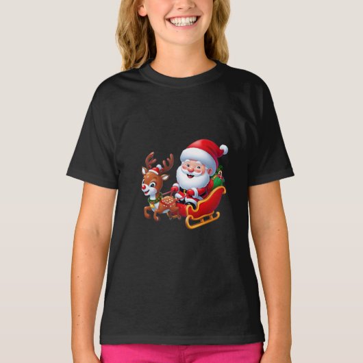 Sinterklaas & rendier Cartoon Graphic T-Shirt Boy (Voorkant)