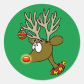 Sinterklaas rendier Screwball Graphics Ronde Sticker (Voorkant)