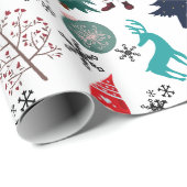 Sinterklaas rendieren dennen wanten cadeaupapier (Rol Hoek)