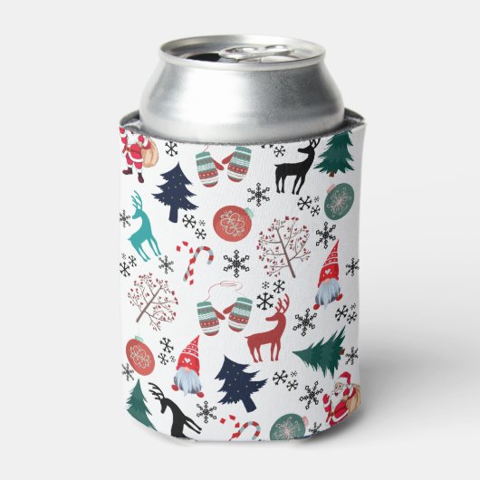 Sinterklaas rendieren dennen wanten patroon blikjeskoeler (Blikje Voorkant)