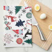 Sinterklaas rendieren dennen wanten theedoek (Quarter Fold)