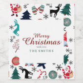 Sinterklaas rendieren dennen wanten wijn etiket (Enkel label)