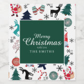 Sinterklaas rendieren dennen wanten wijn etiket (Enkel label)