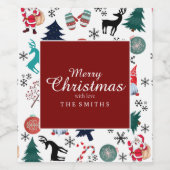 Sinterklaas rendieren dennen wanten wijn etiket (Enkel label)