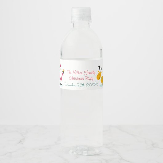 Sinterklaas, rendieren en sneeuwpoppen Kerstmis Waterfles Etiket (Voorkant)