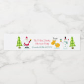 Sinterklaas, rendieren en sneeuwpoppen Kerstmis Waterfles Etiket (Enkel label)