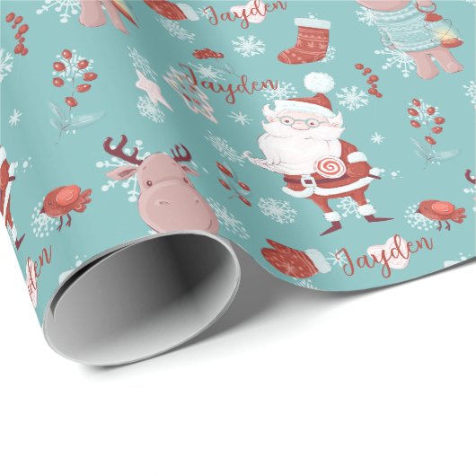 Sinterklaas rendieren gepersonaliseerd cadeaupapier (Rol Hoek)