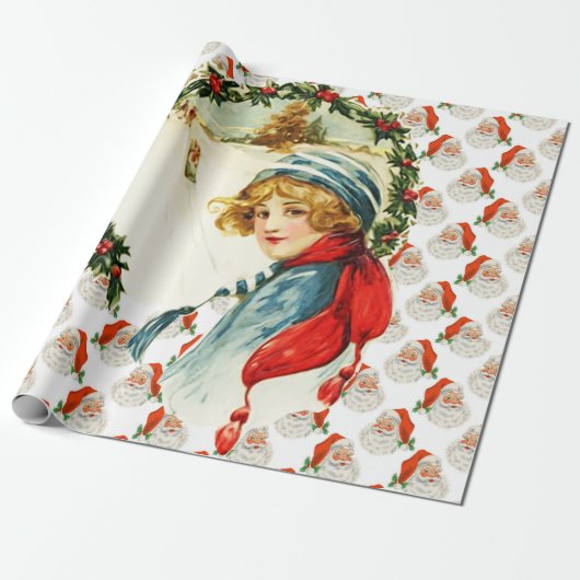 SINTERKLAAS & RETRO KERSTCADEAUVERPAKKING CADEAUPAPIER (Uitgerold)