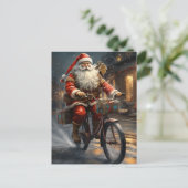 Sinterklaas Rijden de Fiets Kerstmis Briefkaart (Staand voorkant)