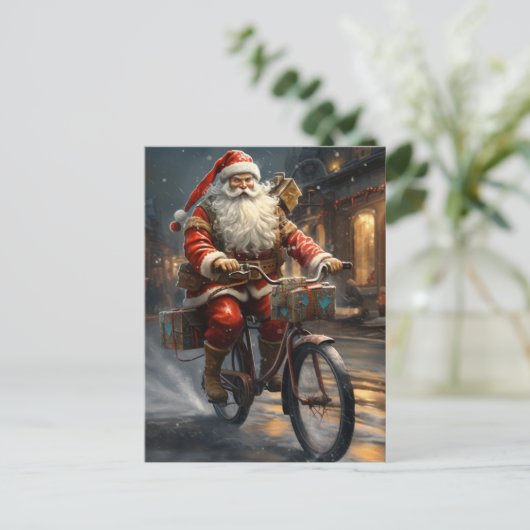 Sinterklaas Rijden de Fiets Kerstmis Briefkaart (Staand voorkant)