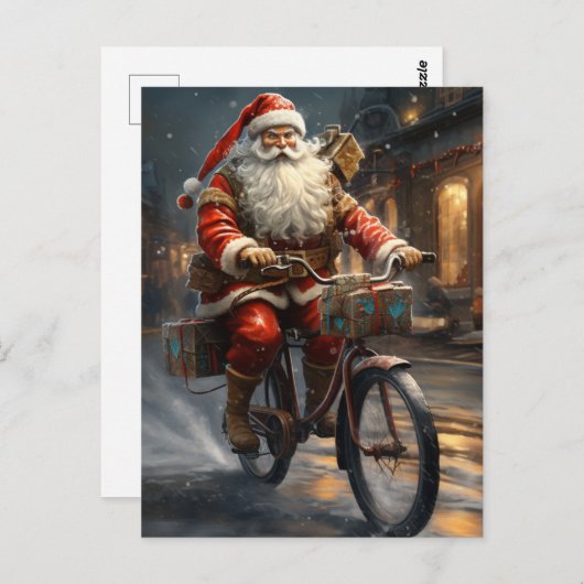 Sinterklaas Rijden de Fiets Kerstmis Briefkaart (Voorkant / Achterkant)