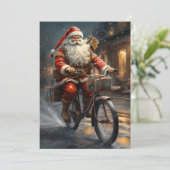 Sinterklaas Rijden de Fiets Kerstmis Feestdagenkaart (Staand voorkant)