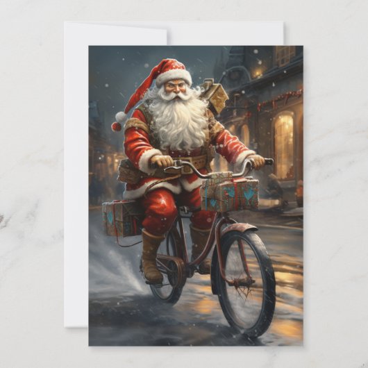 Sinterklaas Rijden de Fiets Kerstmis Kaart (Achterkant)
