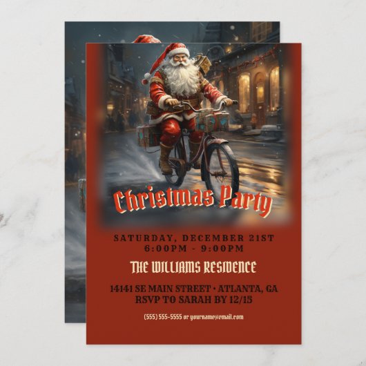 Sinterklaas Rijden de Fiets Kerstmis Kaart (Voorkant / Achterkant)