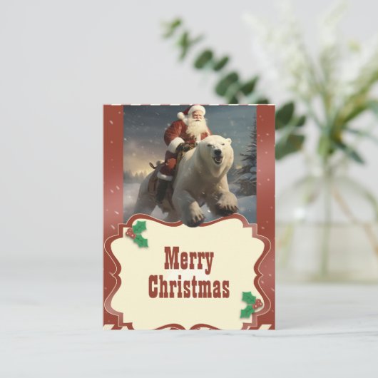 Sinterklaas Rijden een Beer Schilderij Briefkaart (Staand voorkant)