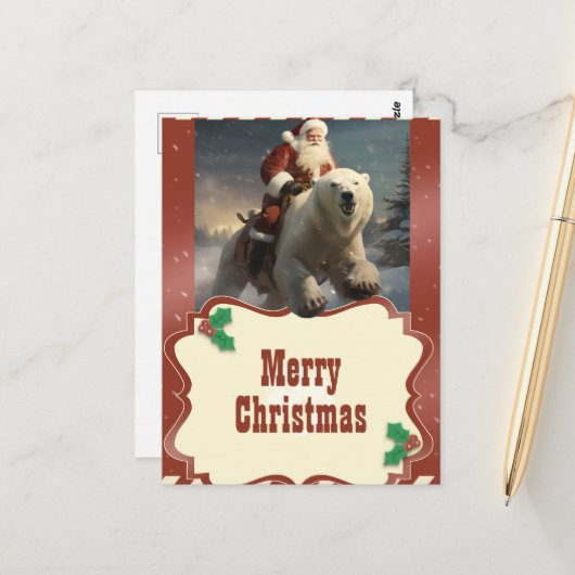 Sinterklaas Rijden een Beer Schilderij Briefkaart (Voorkant / Achterkant in situ)