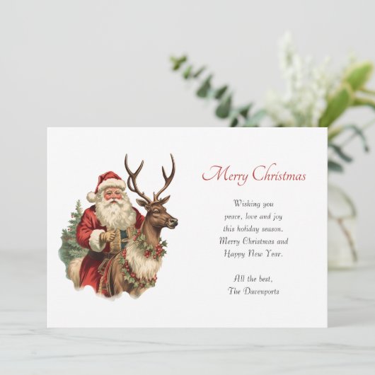 Sinterklaas Rijden Een Rendier Kerstmis Feestdagenkaart (Staand voorkant)