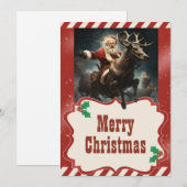 Sinterklaas Rijden een rendier schilderij Feestdagenkaart (Voorkant / Achterkant)