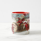 Sinterklaas Rijden Log als Elfen Push en Pull Tweekleurige Koffiemok (Center)