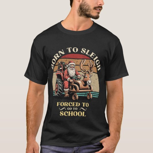  Sinterklaas Rijden Tractor Naar School Xmas T-shirt (Voorkant)