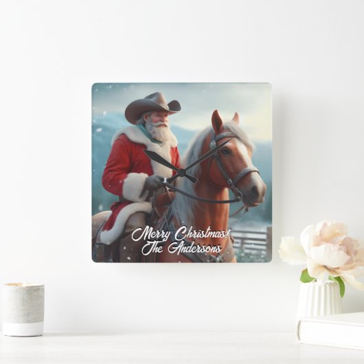 Sinterklaas Rijden Western Kerstmis Vierkante Klok (Huis)