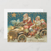 Sinterklaas Rijdend Vintage-auto in kerstavond Briefkaart (Voorkant / Achterkant)