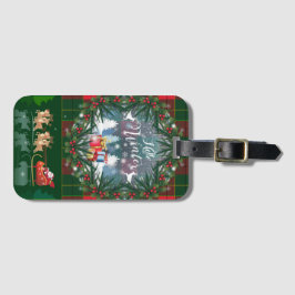 Sinterklaas rijdt in een slee geleid door rendiere bagagelabel