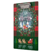 Sinterklaas rijdt in een slee geleid door rendiere klembord (Links)