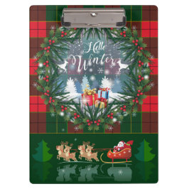 Sinterklaas rijdt in een slee geleid door rendiere klembord