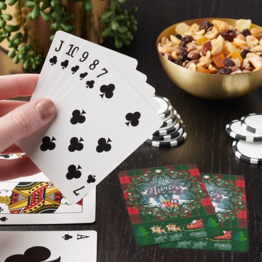 Sinterklaas rijdt in een slee geleid door rendiere pokerkaarten (Insitu)