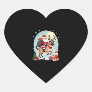 Sinterklaas rijdt op rendier Siamese kat Kerstboom Hart Sticker