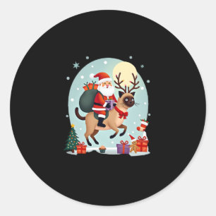 Sinterklaas rijdt op rendier Siamese kat Kerstboom Ronde Sticker