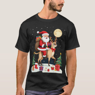 Sinterklaas rijdt op rendier Siamese kat Kerstboom T-shirt