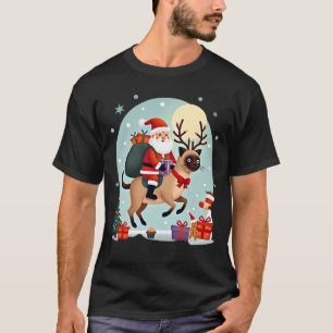 Sinterklaas rijdt op rendier Siamese kat Kerstboom T-shirt