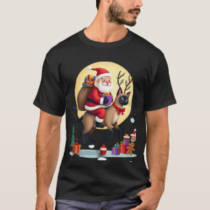 Sinterklaas rijdt op rendier Siamese kat Kerstboom T-shirt