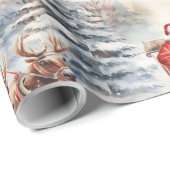 Sinterklaas rijdt vrolijk door een besneeuwd bos cadeaupapier (Rol Hoek)