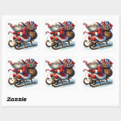 Sinterklaas rijdt vrolijk op slee met cadeautjes vierkante sticker (Vel)