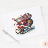 Sinterklaas rijdt vrolijk op slee met cadeautjes vierkante sticker (Envelop)