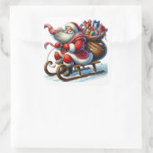 Sinterklaas rijdt vrolijk op slee met cadeautjes vierkante sticker (Tas)