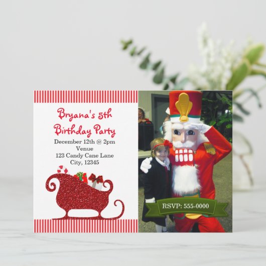 Sinterklaas Rode Sleigh Kerstmis Party Kaart (Staand voorkant)