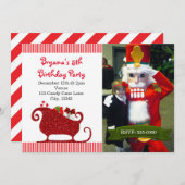 Sinterklaas Rode Sleigh Kerstmis Party Kaart (Voorkant / Achterkant)