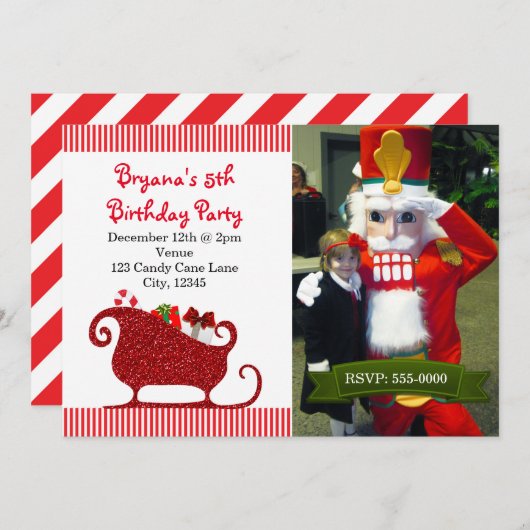 Sinterklaas Rode Sleigh Kerstmis Party Kaart (Voorkant / Achterkant)