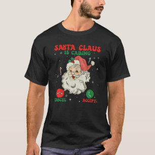 Sinterklaas roept grappige telefoon Kerstmis Kostu T-shirt