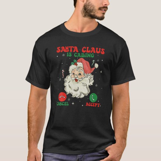Sinterklaas roept grappige telefoon Kerstmis Kostu T-shirt (Voorkant)