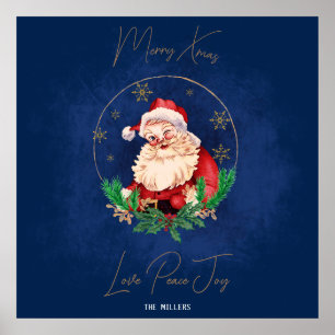 Sinterklaas Rood Blauw Schattige  Vrolijk Kerstfee Poster