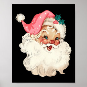 Sinterklaas Roze Kerstmis Gezicht Oud Xmas Vintage Poster